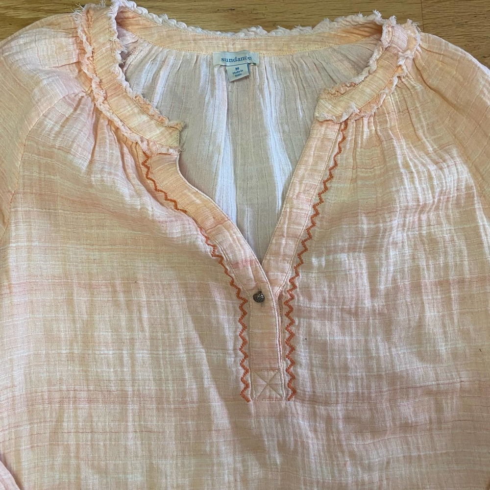 Sundance Orange Gentle Breeze Coastal Granola Western Embroidered Top - Picture 4 of 7